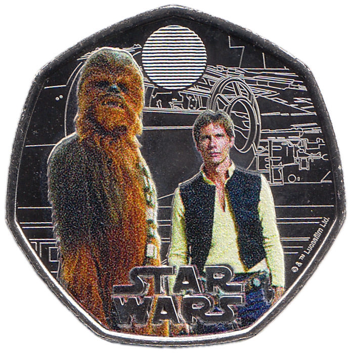 2024 FIFTY PENCE BRILLIANT UNCIRCULATED COLOURISED 50P HAN SOLO/CHEWBACCA