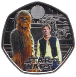 2024 FIFTY PENCE BRILLIANT UNCIRCULATED COLOURISED 50P HAN SOLO/CHEWBACCA