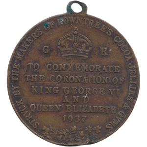 1937 ROWNTREES CORONATION MEDALLION