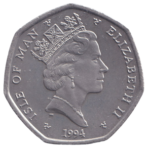 1994 CHRISTMAS LARGE 50P HONT WREN  ISLE OF MAN ( UNC ) AA