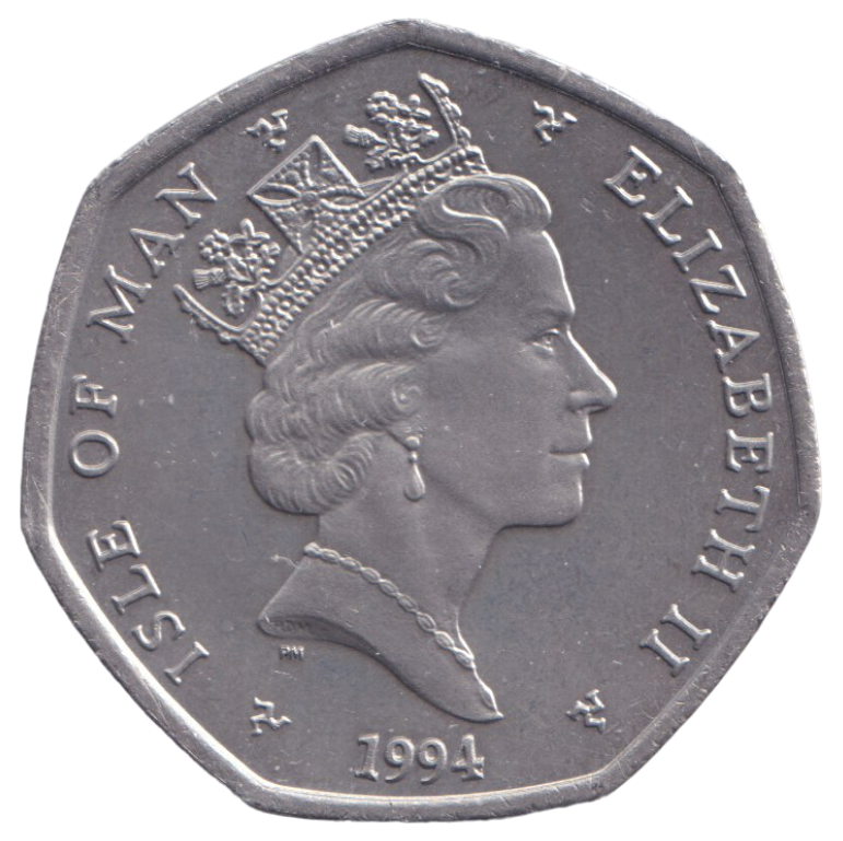 1994 CHRISTMAS LARGE 50P HONT WREN  ISLE OF MAN ( UNC ) AA