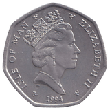 1994 CHRISTMAS LARGE 50P HONT WREN  ISLE OF MAN ( UNC ) AA