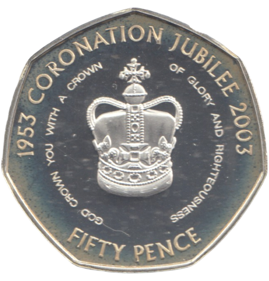 2003 SILVER PROOF 50P CORONATION JUBILEE
