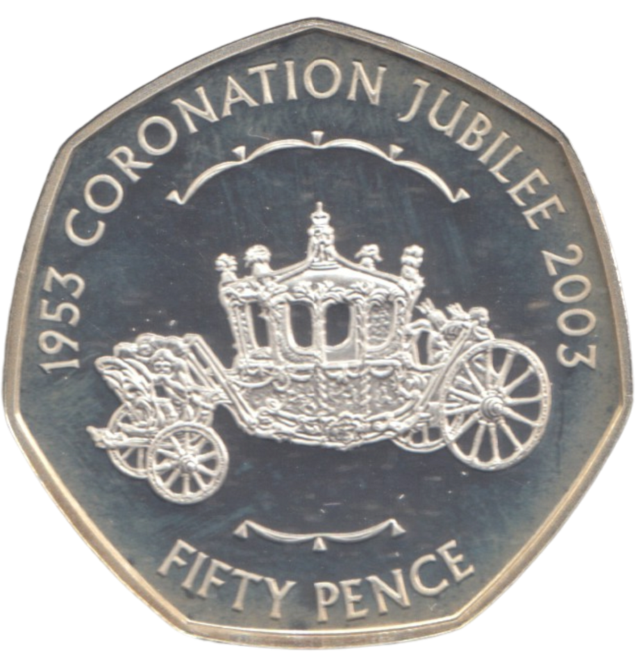 2003 SILVER PROOF 50P CORONATION JUBILEE