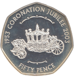 2003 SILVER PROOF 50P CORONATION JUBILEE
