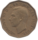 1950 BRASS THREEPENCE ( AUNC ) REF 1