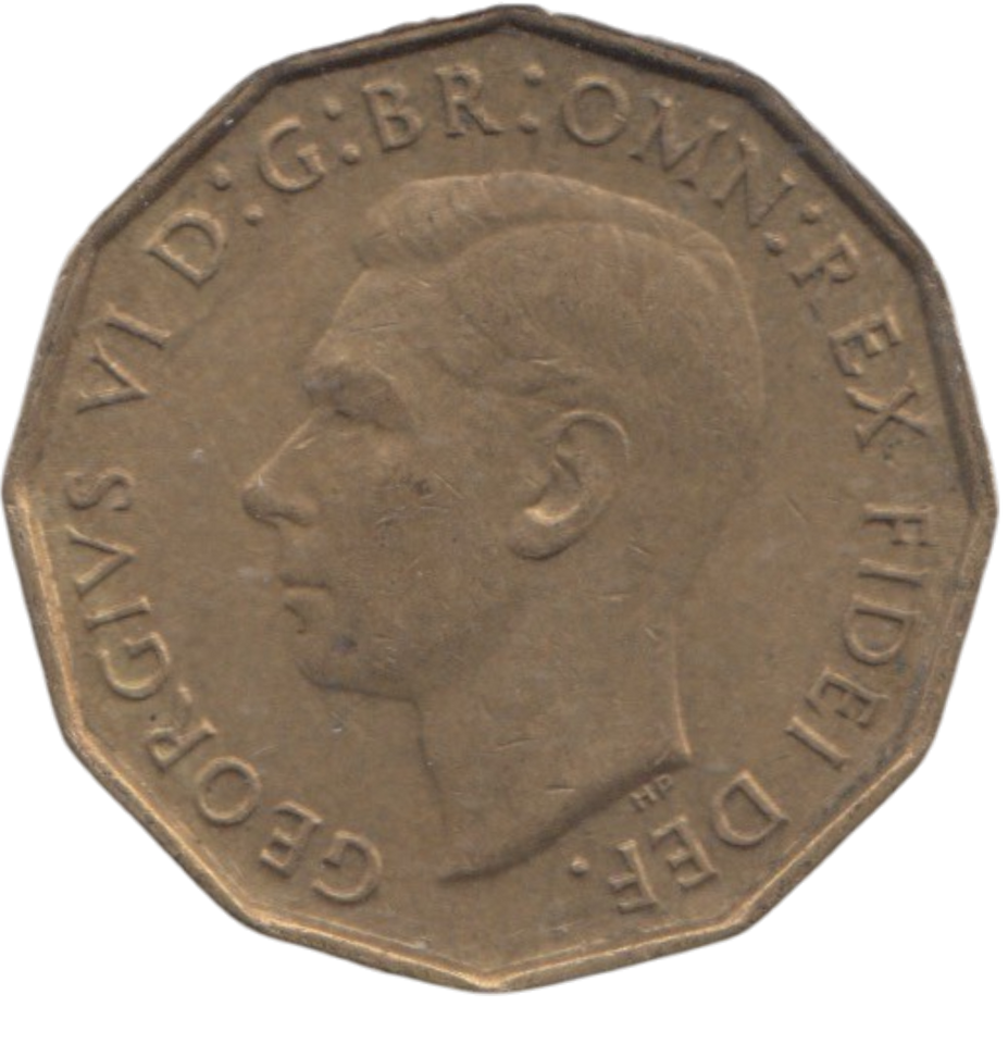 1950 BRASS THREEPENCE ( AUNC ) REF 22