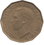1950 BRASS THREEPENCE ( AUNC ) REF 22