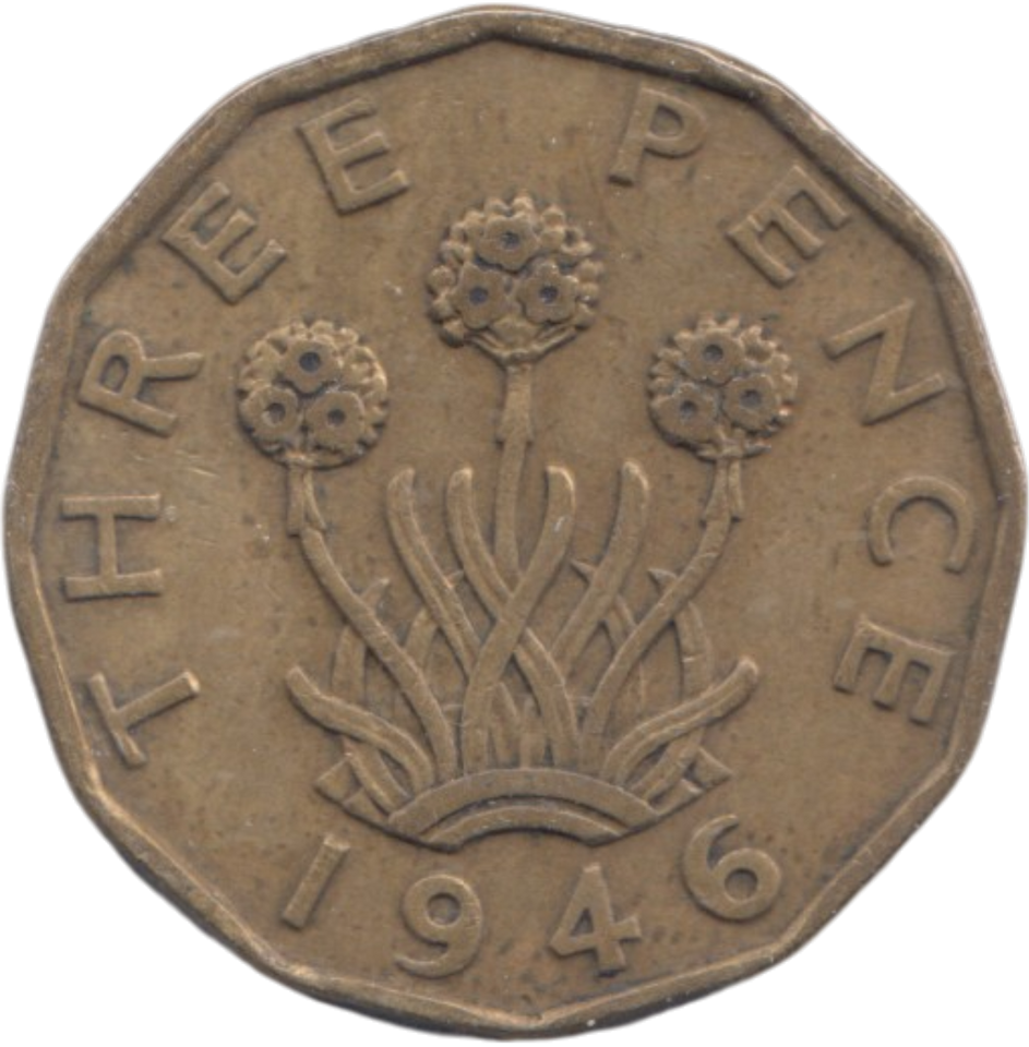 1946 BRASS THREEPENCE ( GF )