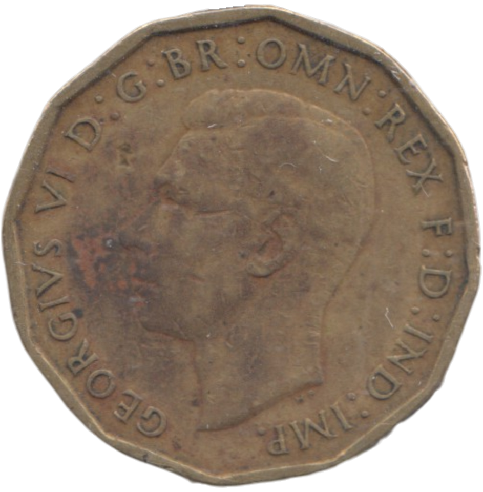 1946 BRASS THREEPENCE ( FINE )