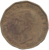 1946 BRASS THREEPENCE ( FINE )