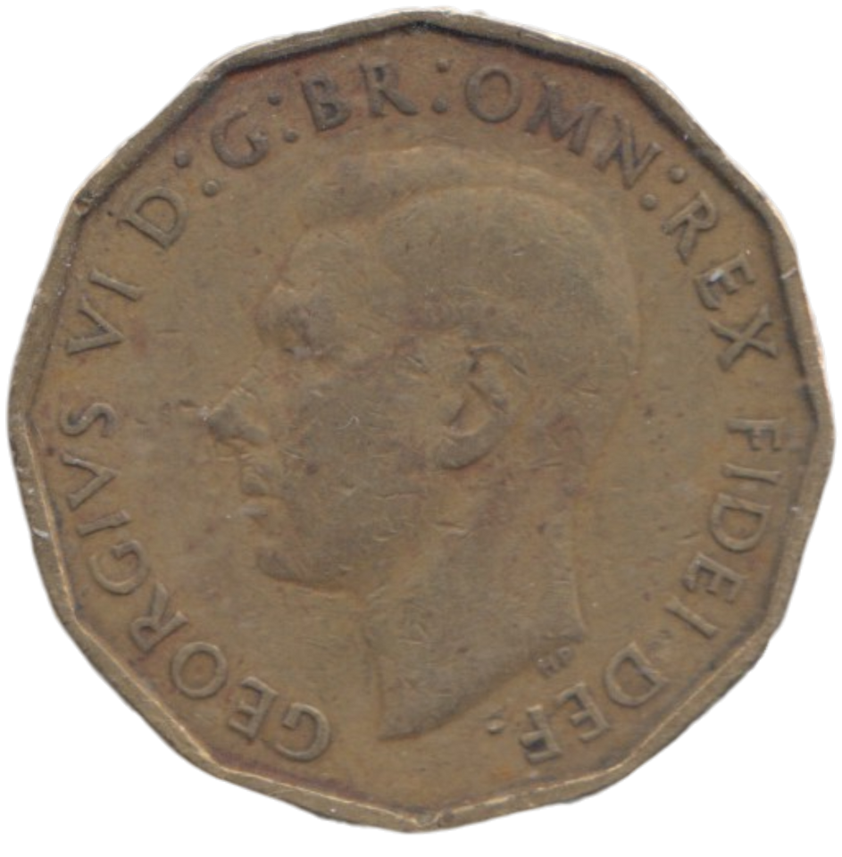 1949 BRASS THREEPENCE ( FINE )