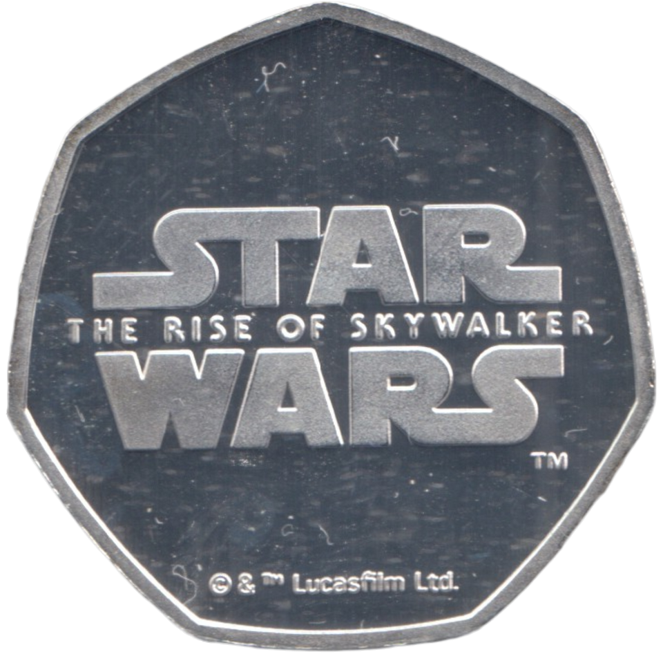 2019 STAR WARS SILVER PLATED 50 P SHAPE TOKEN REY