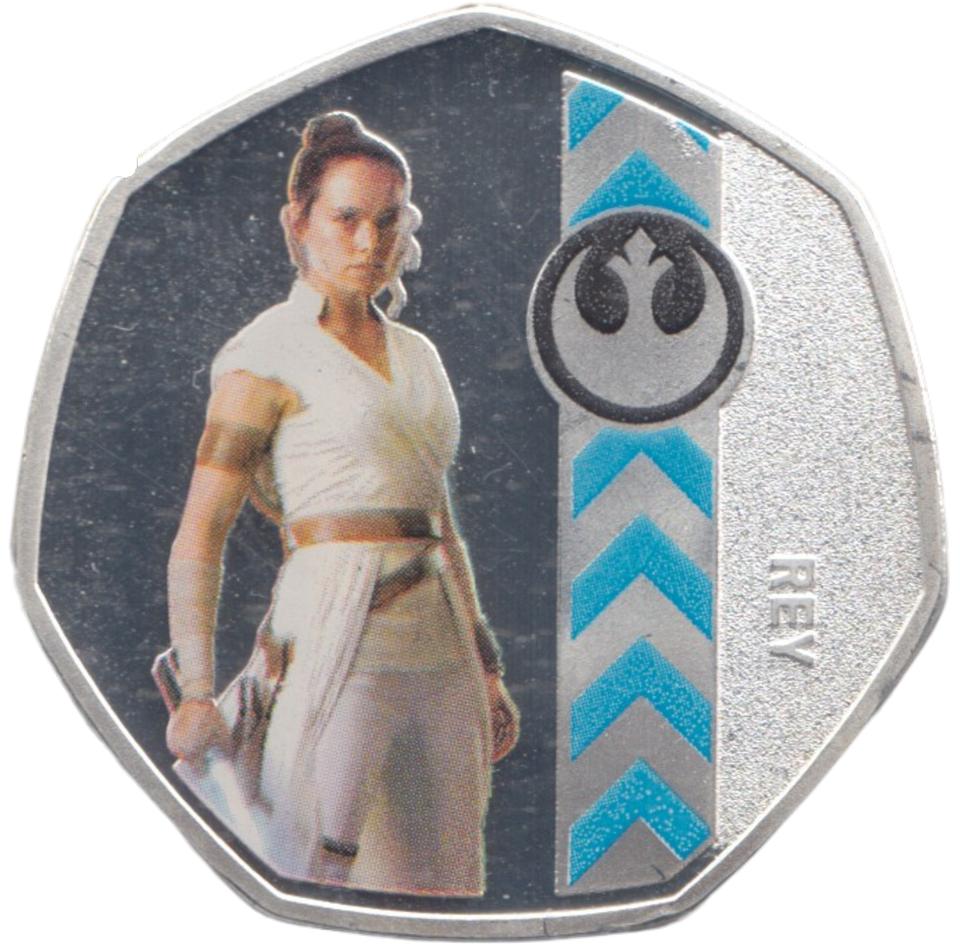 2019 STAR WARS SILVER PLATED 50 P SHAPE TOKEN REY