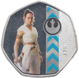 2019 STAR WARS SILVER PLATED 50 P SHAPE TOKEN REY