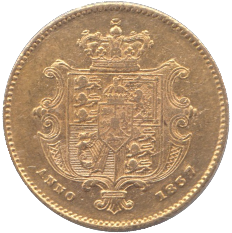 1837 GOLD HALF SOVEREIGN ( AUNC )