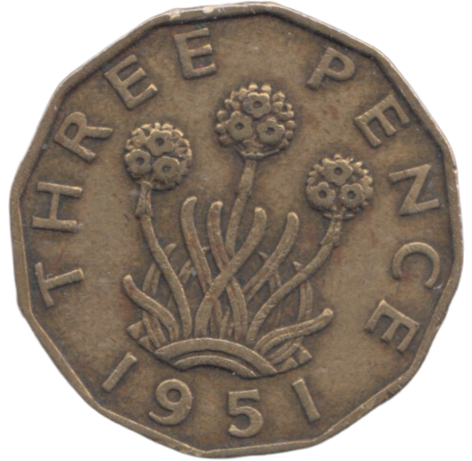1951 THREEPENCE ( VF )