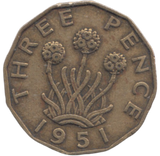 1951 THREEPENCE ( VF )