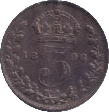 1896 MAUNDY THREE PENCE ( VF )