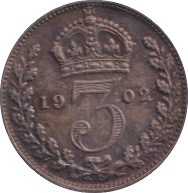 1902 MAUNDY THREE PENCE ( AUNC )