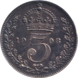 1908 MAUNDY THREE PENCE ( UNC )