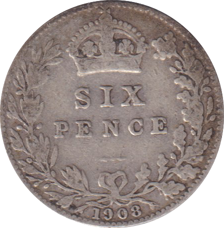 1908 SIXPENCE (FINE)