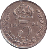 1891 MAUNDY THREE PENCE ( UNC )