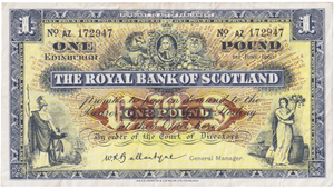 1960 ONE POUND SCOTTISH BANKNOTE ROYAL BANK OF SCOTLAND REF SCOT-88