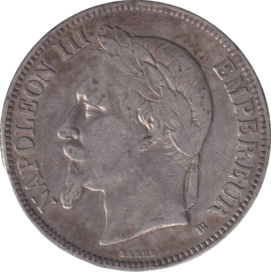 1869 SILVER 5 FRANCS FRANCE