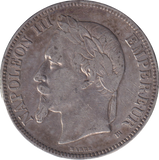 1869 SILVER 5 FRANCS FRANCE