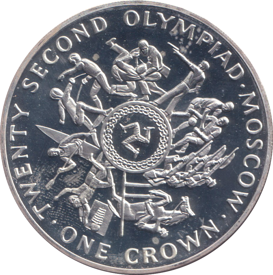 1980 SILVER PROOF ONE CROWN ISLE OF MAN