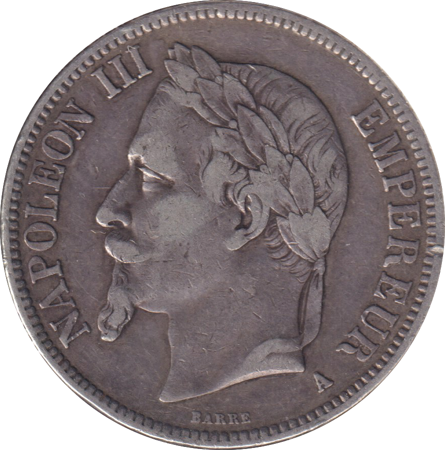 1869 SILVER 5 FRANCS FRANCE