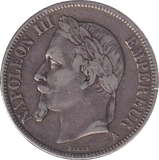 1869 SILVER 5 FRANCS FRANCE