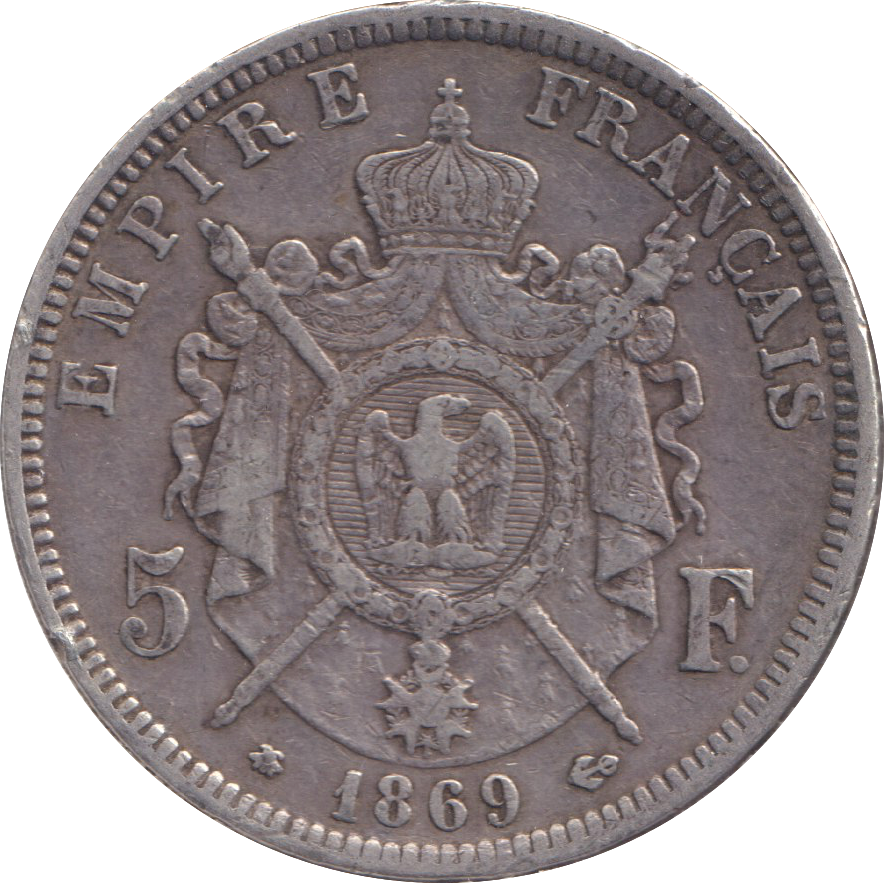 1869 SILVER 5 FRANCS FRANCE