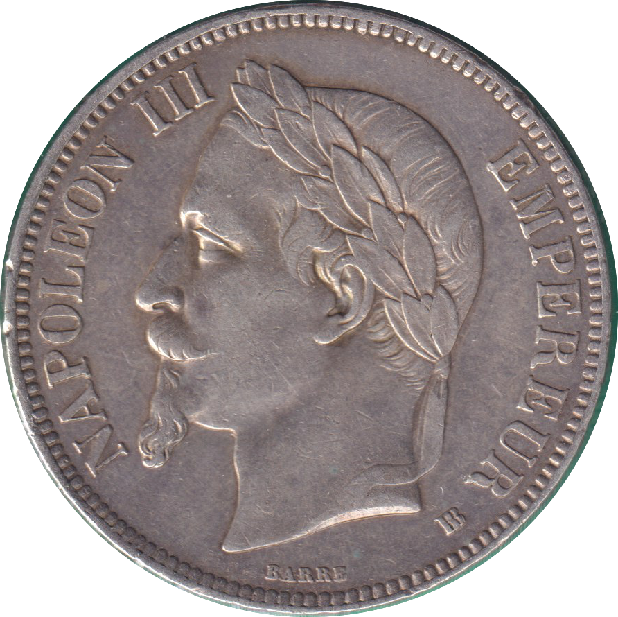 1867 SILVER 5 FRANCS FRANCE
