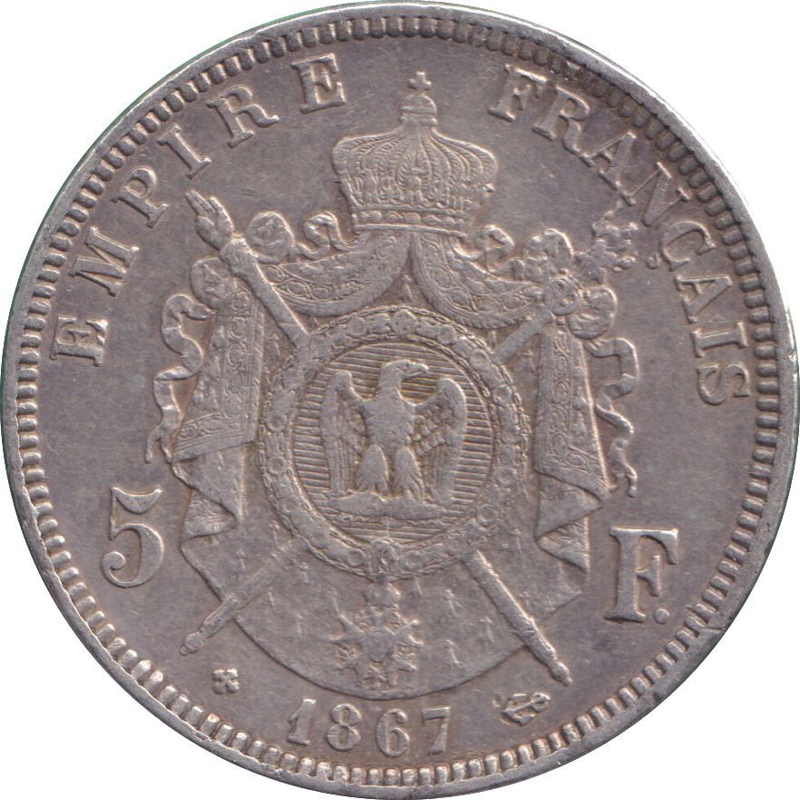 1867 SILVER 5 FRANCS FRANCE