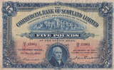 1942 FIVE POUND BANKNOTE COMMERCIAL BANK OF SCOTLAND REF SCOT-91 ( VF )