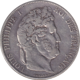 1847 SILVER 5 FRANCS FRANCE