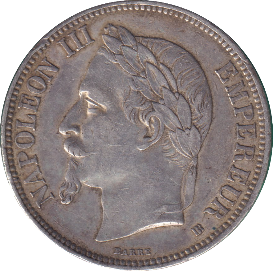 1868 SILVER 5 FRANCS FRANCE