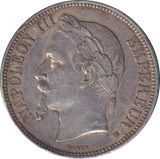 1868 SILVER 5 FRANCS FRANCE