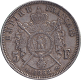 1868 SILVER 5 FRANCS FRANCE