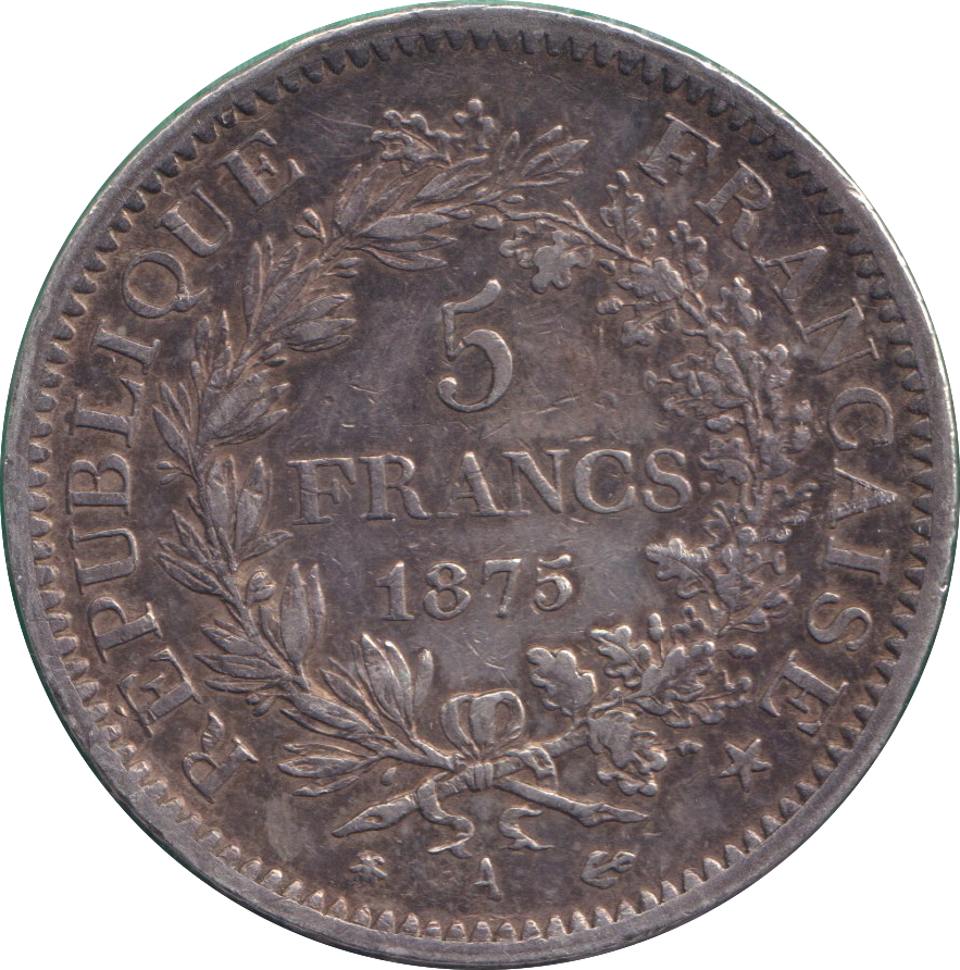 1875 SILVER 5 FRANCS FRANCE