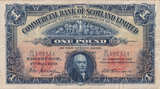 1939 ONE POUND BANKNOTE COMMERCIAL BANK OF SCOTLAND REF SCOT-89 ( VF )