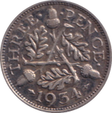 1934 THREEPENCE ( VF )