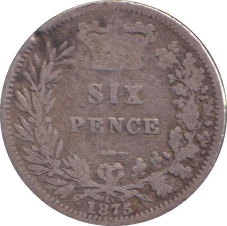 1875 SIXPENCE ( FINE )