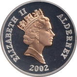 2002 SILVER PROOF FIVE POUNDS ALDERNEY