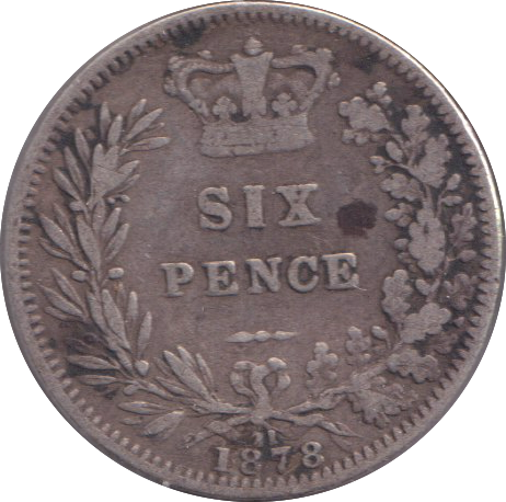 1878 SIXPENCE ( FINE )
