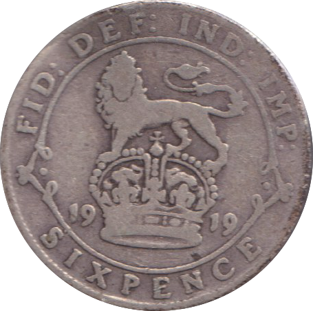 1919 SIXPENCE ( FINE )