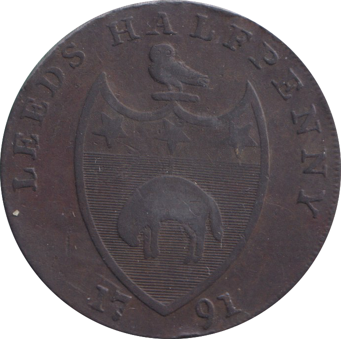 1791 HALFPENNY TOKEN LEEDS BISHOP