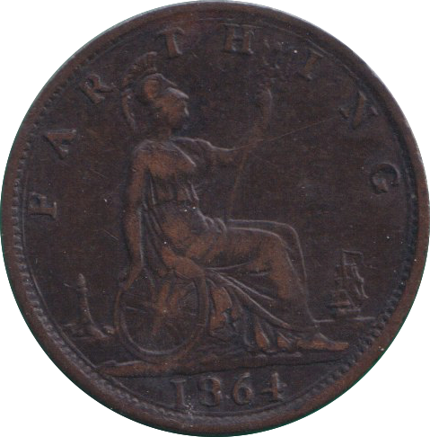 1864 FARTHING ( GVF )